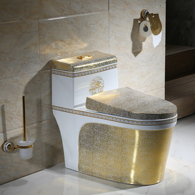 Beli Kamar Mandi Mewah Golden Single Piece Toilet Bowl Keramik Sanitary Ware pembuatan online