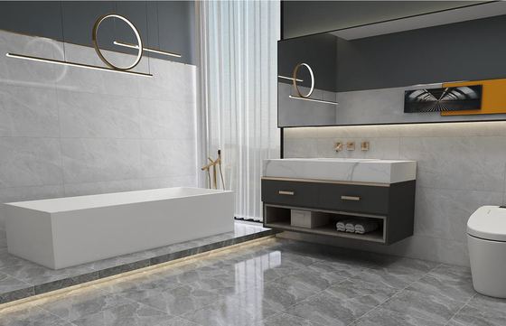 Beli Marble Look Gray Indoor Keramik Rustik Tile 400x400mm Untuk Ruang Makan Dan Lantai awet Untuk Balkon pembuatan online