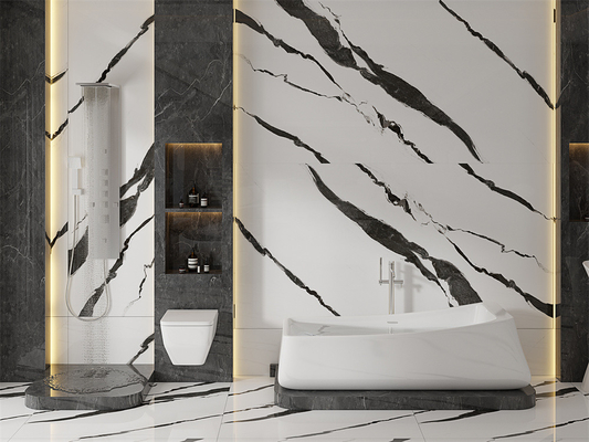 Beli Antibakteri Putih 1420x2700mm Lantai Indoor Polished Sintered Stone Slab Untuk Dapur Dan Hotel pembuatan online