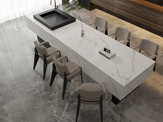 Beli Carrara Non-Slip Polished Sintered Stone Slab Untuk Ruang Tamu 1420x2700mm Putih pembuatan online