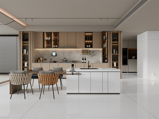 Beli Lantai interior modern yang indah 1420x2700mm Lapisan batu putih yang dipoles untuk pembangunan kembali dan balkon pembuatan online