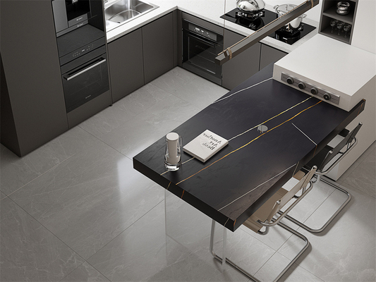Beli Black Durable Matt Sintered Stone Slabs 1470x2700mm Untuk Ruang Tamu Dan Kamar Mandi pembuatan online