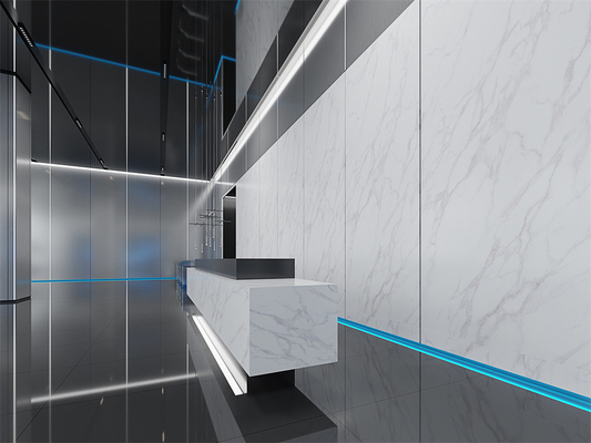 Beli Lantai Interior Matt Putih 1420x2700mm Carrara Slab Batu Sinter Untuk Kantor pembuatan online