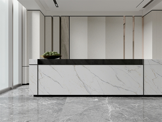 Beli Lantai Karrara Mat tahan lama Peti Batu Sinter Untuk Ruang Tamu 1420x2700mm pembuatan online