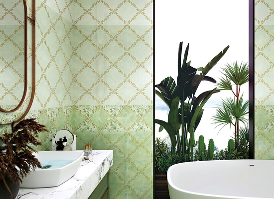 Beli Resistensi goresan 300x600mm Peti dinding dalam ruangan dan keramik kaca hijau untuk desain kamar mandi pembuatan online
