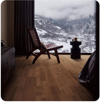 Beli Ubin Porselen Kayu Grade AAA 600x1200mm Tanah Liat Cokelat Lantai Dalam Ruangan pembuatan online