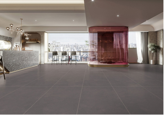 Beli Lantai Kantor Berwarna Abu-abu Gelap Dan Matt 120x60cm Dinding Indoor ISO9001 Lantai Porselen Kaca Lembut pembuatan online