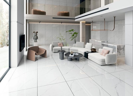 Beli 900x1800x9mm Carrara Putih Lantai Dalam Ruang Dan Dinding Porselen Kaca Polished Untuk Ruang Tamu Dan Dapur pembuatan online