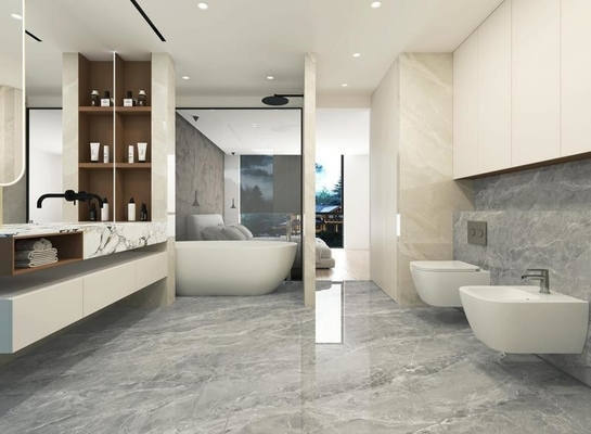 Beli Gray tahan lama ubin Marmer Melihat Lantai Indoor Porselen Kaca Polished ubin Untuk Restoran 900x1800x9mm Ramah lingkungan pembuatan online