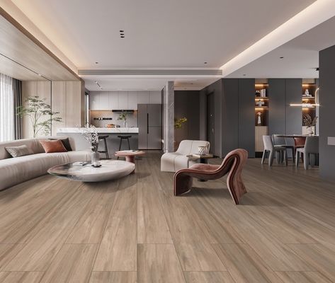 Beli Ubin Porselen Kayu Cokelat Grade AAA 250x1500mm untuk Ruang Tamu pembuatan online