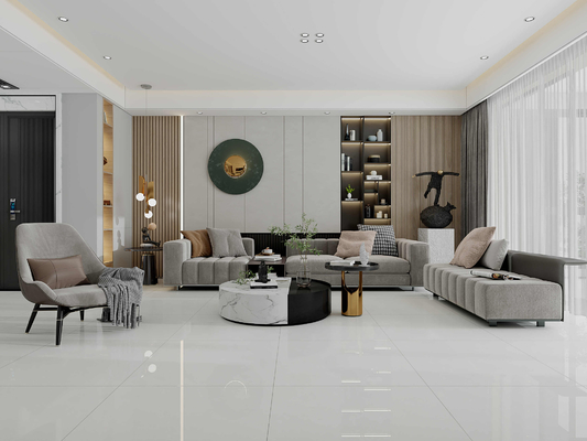 Beli Lantai dalam ruangan abu-abu ringan tahan goresan 800x800mm Lantai Porselen Kaca Polished untuk Proyek pembuatan online