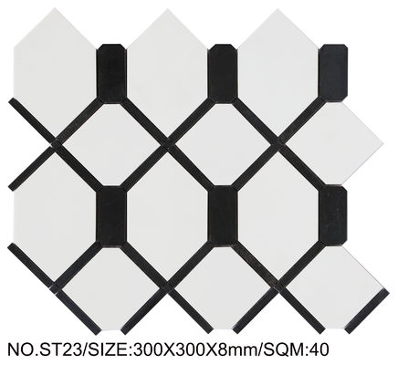 Beli Mosaik Batu Alam Anti-Selip Putih Dan Hitam 300x300mm Untuk Ruang Makan Dan Ruang Tamu pembuatan online