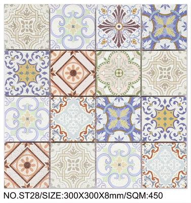Beli Mosaik Batu Alam Retro Persegi Dekoratif dan Bunga 300x300mm Untuk Kolam Renang pembuatan online