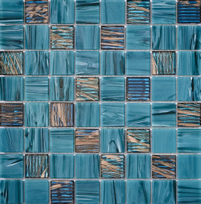 Beli Mosaik Kolam Renang Kaca Dinding Interior 304x304mm Tahan Aus Biru Untuk Ruang Tamu dan Proyek pembuatan online