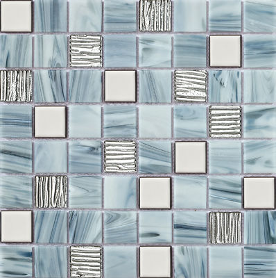 Beli Blue Wear-resistant dan stain-resistant 304x304mm Interior Wall Glass Mosaics Untuk Kolam Renang pembuatan online