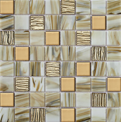 Beli Mosaik Kaca Dinding Interior Kuning Grade AAA dan Ramah Lingkungan 304x304mm Untuk Dekorasi Kreatif dan Hotel pembuatan online