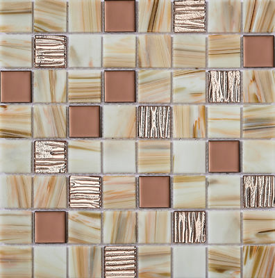 Beli Mosaik Kaca Dinding Interior Firebrick dan Anti-selip 304x304mm Untuk Bangunan dan Kolam Renang pembuatan online