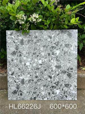Beli Ubin Keramik Terrazzo Lantai Dalam Ruangan 600x600mm Abu-abu Tahan Noda Untuk Ruang Makan dan Kantor pembuatan online