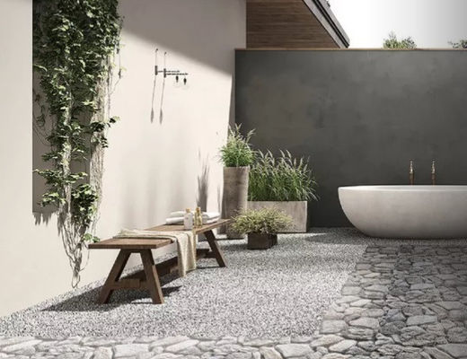 Beli 12x24 ''500SQM Luar Batu Cladding Ubin Batu Kerikil Hiasan Dinding 9.8mm pembuatan online