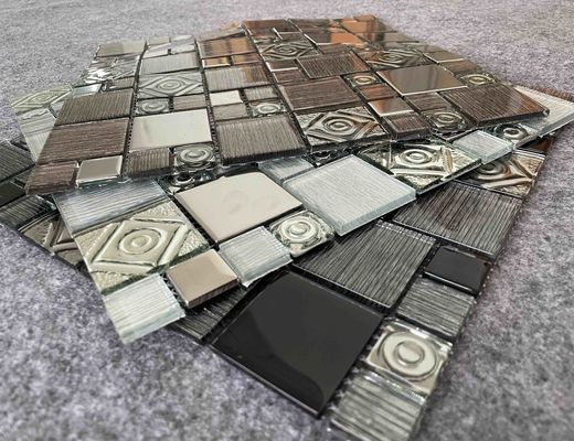 Beli Foil Dipoles 30X30cm Ubin Mosaik Dekoratif Campuran Logam Persegi Kristal Bening 1.36kgs pembuatan online