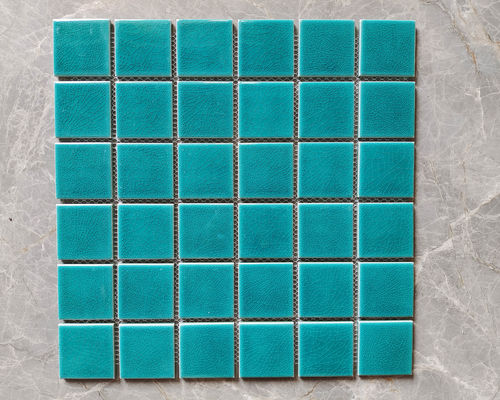 Beli Ubin Mosaik Kolam Renang Keramik 48x48mm Retak Es Biru Putih pembuatan online