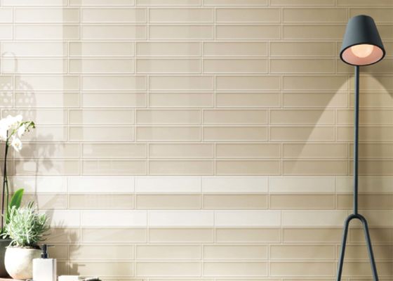 Beli AAA Ubin Dinding Keramik Glasir 75x300mm Putih Krem Modern pembuatan online