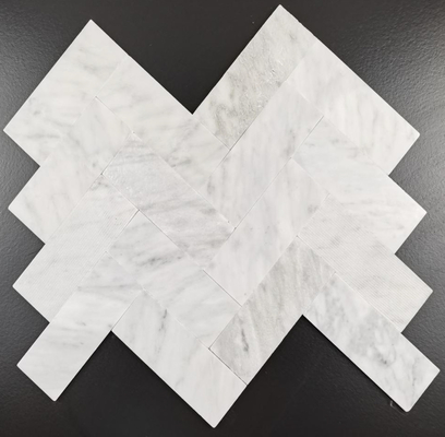 Beli Ubin Mosaik Dekoratif Batu Herringbone White Cararra pembuatan online