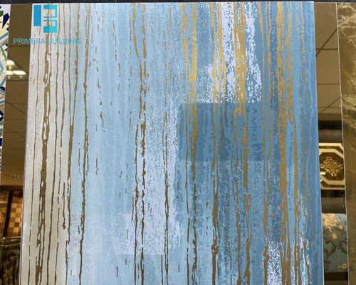 Beli Ubin Lantai Porselen Garis Emas Biru Anti Slip 600x600mm pembuatan online