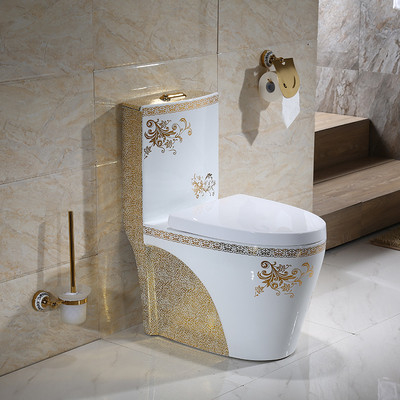 Bentuk Klasik Emas Modern Single Piece Toilet 3L 6L Dual Flush