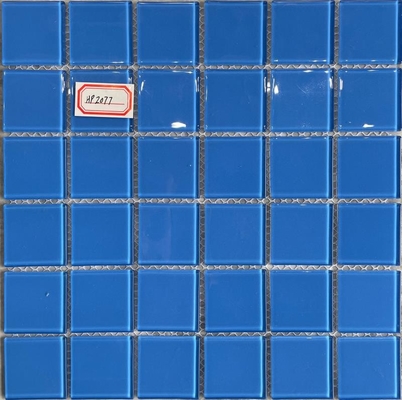 48X48MM Kolam Renang Ubin Mosaik Ubin Kaca Warna Biru