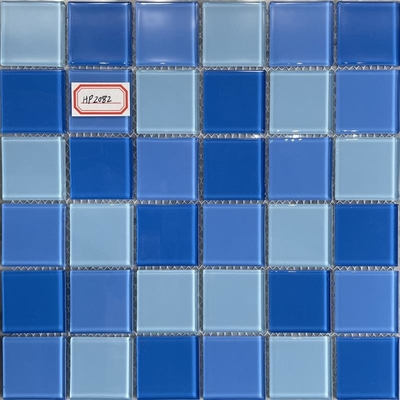 Kolam Renang Kaca Tahan Air Ubin Mosaik 303x303mm Mesh Mounted