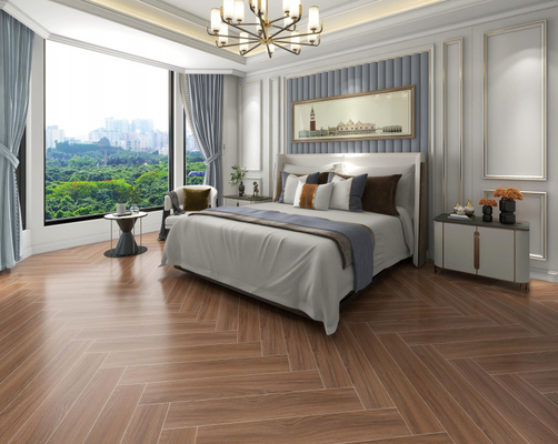 15cm Lebar 90cm Efek Panjang Ubin Keramik Kayu Warna Coklat Untuk Lantai Dinding Interior