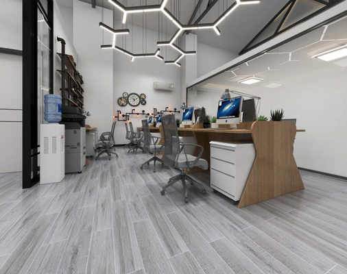 1000SQM Ubin Porselen Kayu 150*900mm Coklat Perak Strip untuk Ruang Tamu Lantai Kantor SGS Ubin Keramik Dinding