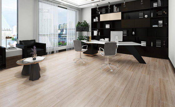 Di dalam Kantor Sekolah Dinding Lantai Ubin Porselen Kayu Keramik Strip 20x100cm Beige Tahan Gores