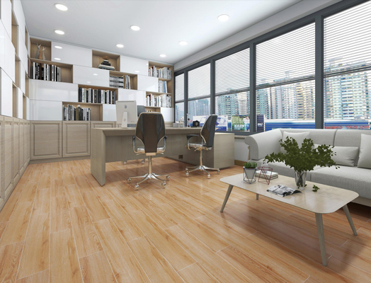 Coklat 15x90cm Lantai Dinding Multicolor Ubin Keramik Kayu Untuk Dekorasi Kamar Tidur Primera Tidak Berbau