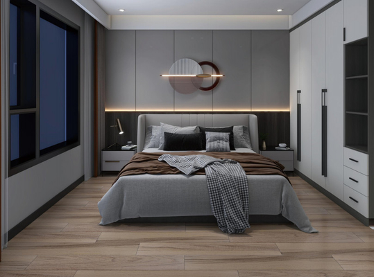 200X1200mm Ubin Keramik Kayu Rumah Tangga Porselen Strip Abu-abu Dekorasi Kamar Tidur Dapur