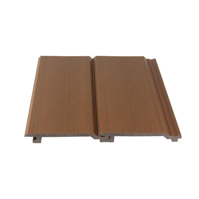 Fireproof 145x20.5mm WPC Cladding Panel Brown Dan Eksterior Kayu Plastik Komposit Wall Board Untuk Proyek