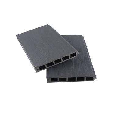 Panel Komposit Plastik Kayu Abu-abu Gelap Di Luar Partisi Papan Halaman Pergola 170x24mm
