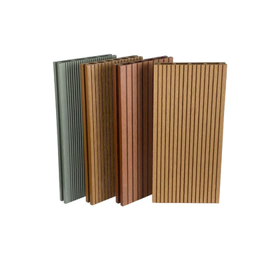 Non - Slip Groove WPC Decking Board Outdoor Panel Road Park Engineering Floor Plank 140x25mm Grey Tan