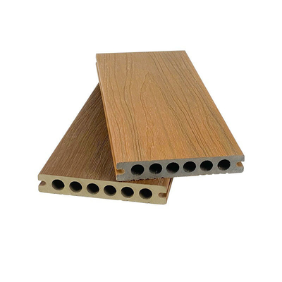 Co Extrusion Wood Plastic Composite Decking Board Luar Lantai 138x23mm Lubang Bulat HDPE