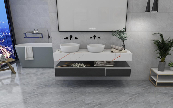 Marmer Lihat 400x400mm Keramik Genteng Rustik Interior Matt Kaca Lantai Indoor Gray Wall Tile Waterproof
