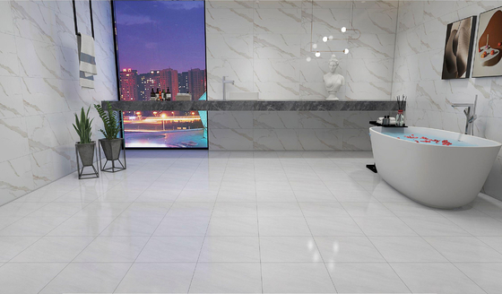 Ketahanan asam 400x400mm Cahaya abu-abu Matte Kaca Keramik Rustik Tile Untuk ruang tamu Dan kamar mandi