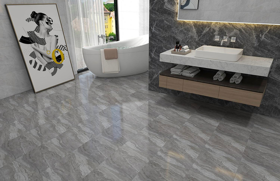 Waterproof Matt Glazed Marmer Look Keramik Rustik Tile Untuk Kantor Dan 400x400mm Lantai Tile Gray Untuk Kamar Tidur