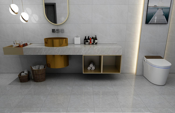 Non-slip Marmer Look Matte Glazed Keramik Rustik Tile Untuk Kamar Mandi Dan Abu-abu 400x400mm lantai ubin Untuk ruang tamu