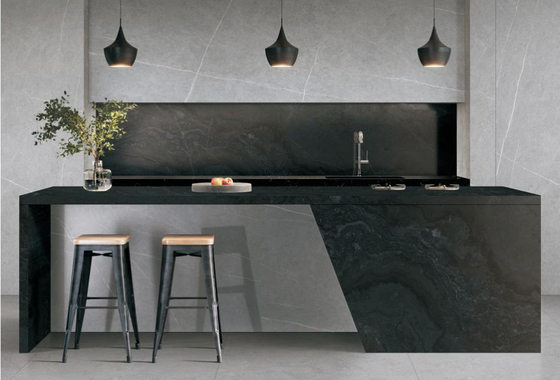 1600x3200x12mm Luxury Sintered Stone Slabs Living Room Matt Floor Tiles Galaxy Gray Wall Background