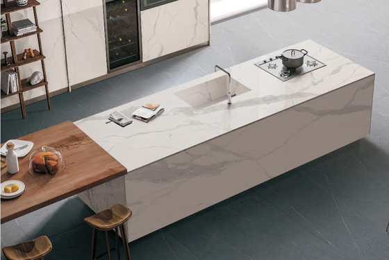 AAA 160x320cm Rock Floor Tile Sintered Stone Slab TV Putih Latar Belakang Dinding Kantor Desk Top