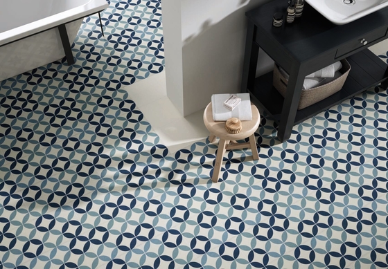 Karpet Keramik Rustik Lantai 250x250mm tahan aus biru untuk ruang tamu dan karpet lantai ramah lingkungan untuk ruang makan