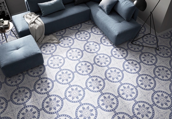 Antibakteri 250x250mm Interior Floor Tile Untuk Dekorasi Perumahan Dan Keramik Biru Cahaya Rustik Tile Untuk Kamar Mandi