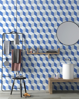 Biru Dan Putih Vintage Geometric Keramik Genteng Rustis Untuk Hotel Dan awet 200x200mm Genteng Lantai Untuk Dapur