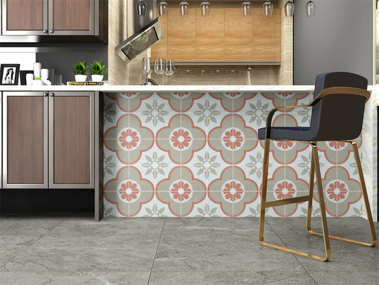 Retro Flower Non-Slip Keramik Genteng Rustik Untuk Dapur Dan 200x200mm Wall Tile Untuk Ruang Makan